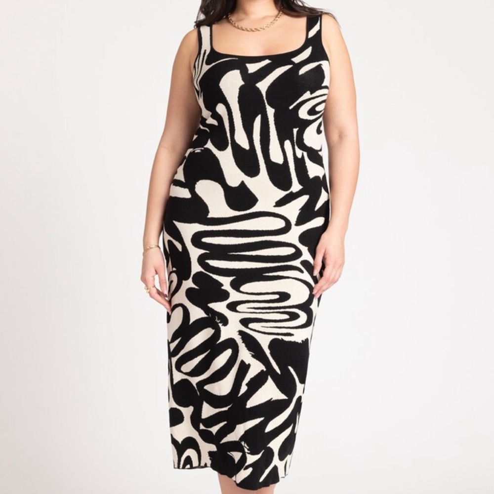 Eloquii Black and White Midi Dress